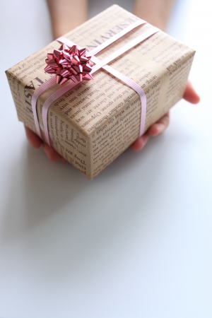 holds a  present for Mother s day imageの写真素材