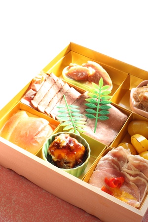 Japanese cuisine, osechi gourmet new year packed foodの写真素材