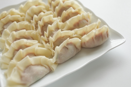 chinese food, prepared jioaozi Dumpling on dishの写真素材