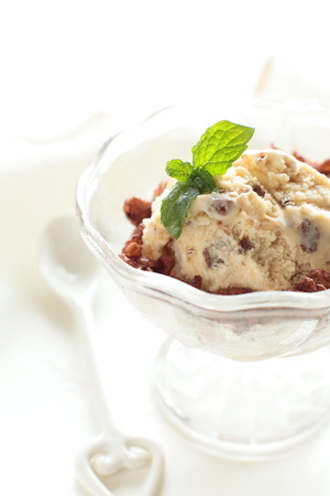 chocolate Ice cream and mintの写真素材