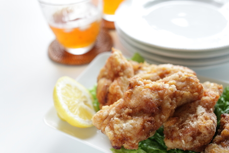 Fried chicken with iced teaの写真素材