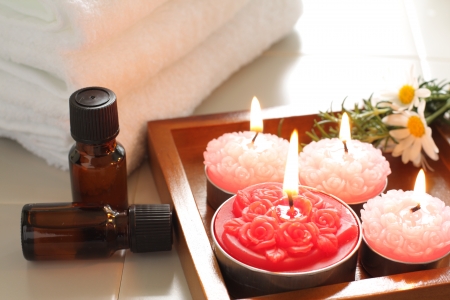 Aroma candle and rosemary for aroma therapy imageの写真素材