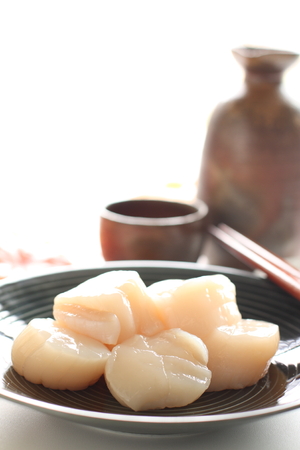 Japanese food, raw Scallop の写真素材