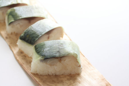 Close up mackerel Sushiの写真素材