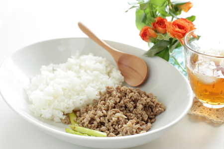 Thai cuisine, mince meat and riceの写真素材