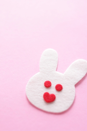 Handmade ribbit on pink surfaceの写真素材