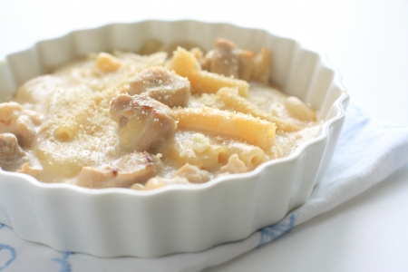 French food, chicken and macaroni gratinの写真素材
