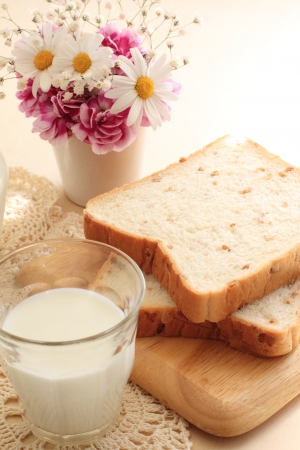 Milk and rye breadの写真素材