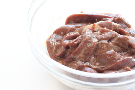 raw pork liver seasoning with flour for chinese cooking imageの写真素材