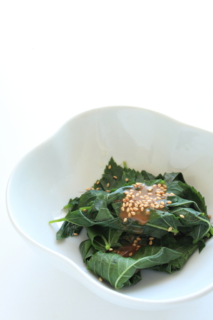 Japanese food, boiled nalta jute with sesameの写真素材