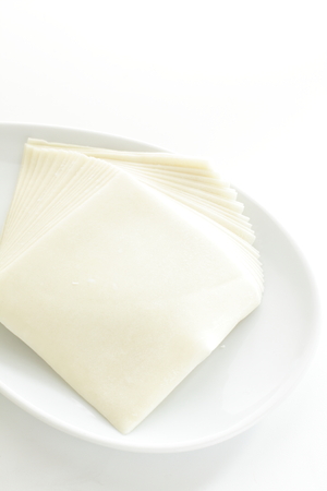 Chinese food ingredient, dough of wonton skinの写真素材
