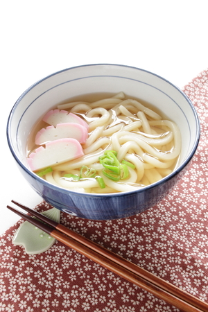 Japanese food, Kamaboko on udon noodlesの写真素材