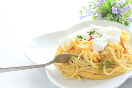 Italian food, Carbonara spaghettiの写真素材