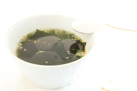 Korean food, wakame seaweed soupの写真素材