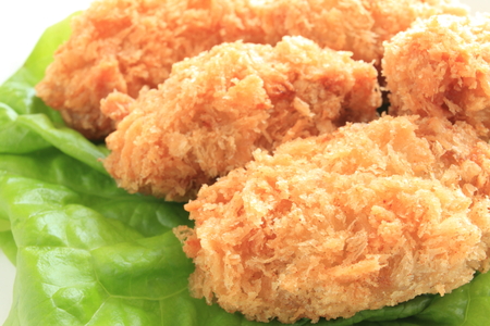 close up of Japanese cuisine, deep fried oysterの写真素材