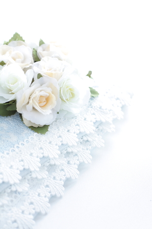 artificial flower on towelsの写真素材