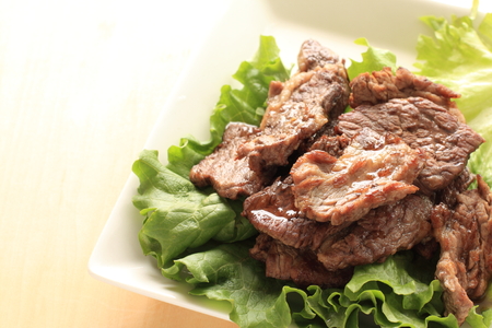 Korean food Yakiniku grilled marble beefの写真素材