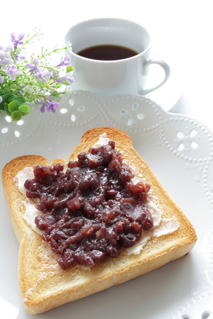 Japanese food Nagoya azuki red bean toast for regional food imageの写真素材