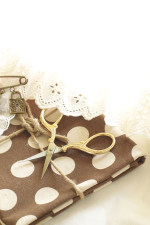 sewing goods fabric and toolsの写真素材