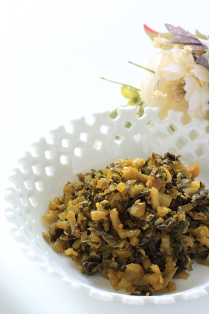 Japanese food, pickled green mustard cabbageの写真素材