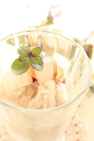 ice cream with Philipine food nata de cocoの写真素材