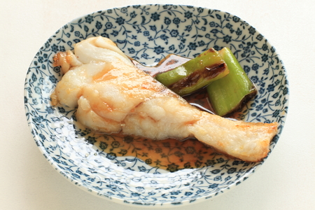 Chinese food, pan fried cod fishの写真素材