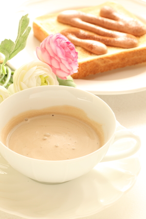 Cappuccino and toastの写真素材