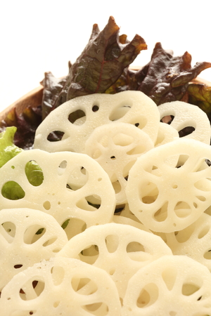 sliced lotus rootsの写真素材