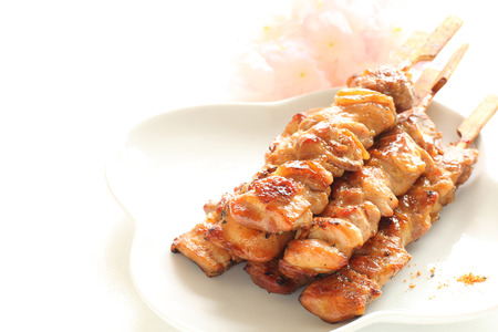 Japanese food, Yakitori grilled chicken with sweet sauceの写真素材