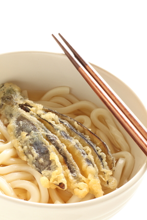 Eggplant tempura and udonの写真素材