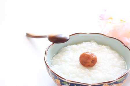 Japanese food, Umeboshi and rice porridgeの写真素材