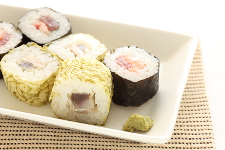 Japanese food, mackerel and kombu rollの写真素材