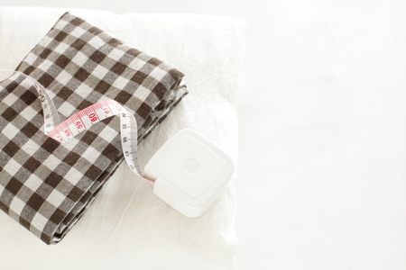 checkers fabric and measureの写真素材