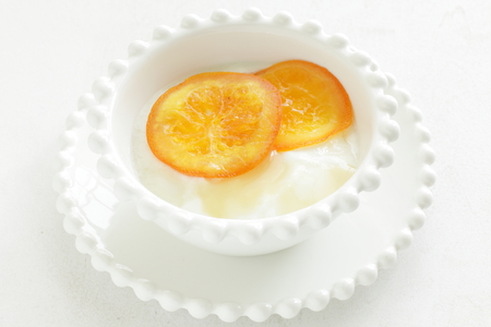 dried orange and honey yogurtの写真素材
