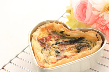 homemade heart shaped quicheの写真素材