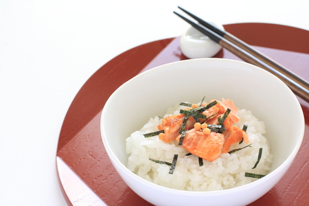 salmon and oba Ochazukeの写真素材
