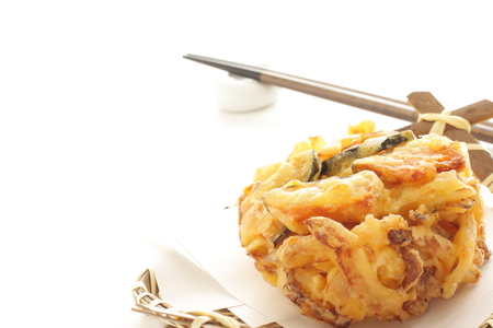Japanese food, vegetable tempura Kakiageの写真素材