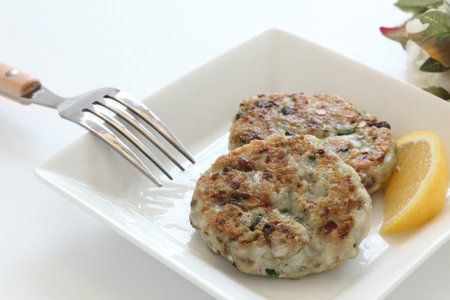 Homemade sardine fish cake with lemon