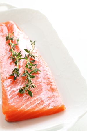 freshness herb and salmonの写真素材