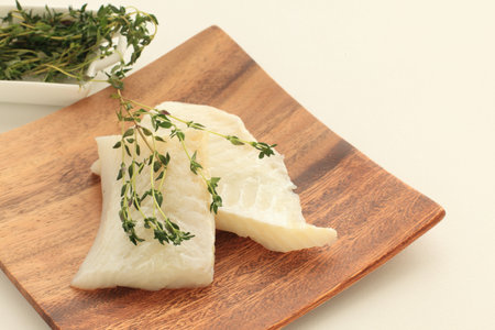 Flat fish and thymeの写真素材