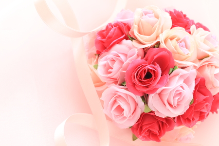 artificial rose bouquet with copy spaceの写真素材