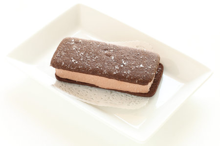 chocolate cookie and ice creamの写真素材