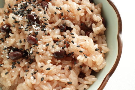 Japanese food, red bean sticky rice Sekihanの写真素材