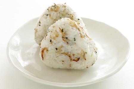 Japanese food, small sardine and sesame in rice ballの写真素材