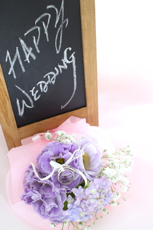 Hydrangea flower and wedding ring for June bride imageの写真素材