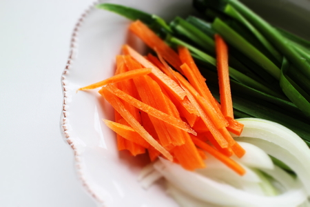chopped vegetable, carrot, leek, onionの写真素材