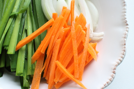 chopped vegetable, carrot, leek, onionの写真素材
