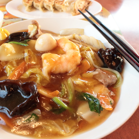 Chinese food, seafood and noodlesの写真素材