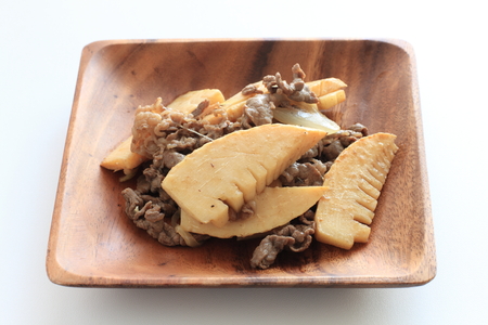Chinese food, beef and bamboo shoot stir fryの写真素材