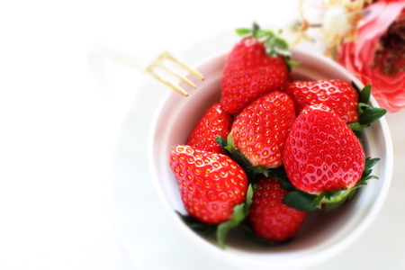 Strawberry on bowlの写真素材